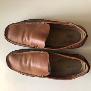 Chaps Mens 10M Brown Leather Slip‎ On Loafers Casual Comfort Driving Shoes